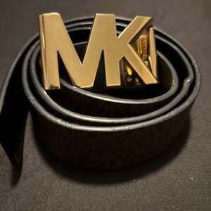 Michael Kors MK Logo Buckle Reversible Monogram Leather Belt
